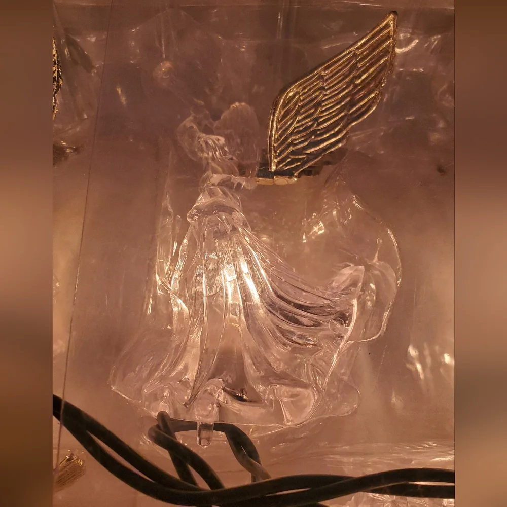 Angels Gold Wings Trumpets Vintage String Light Set 10 Lights Tree Clips